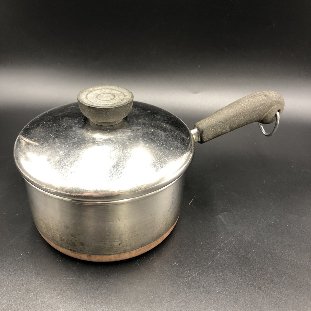 Revere Ware 1801  1 qt 5-1/2" Sauce Pan Pot‎ Stainless Copper Bottom w/Lid
